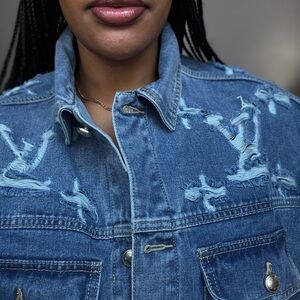 Stylish Blue Distressed Denim Jacket